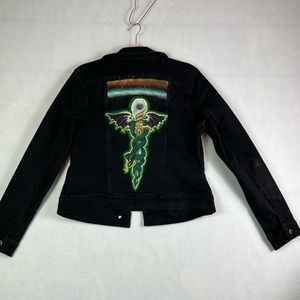 Max Jeans Hand painted Black Denim Jean Jacket Small